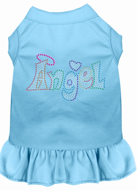 Technicolor Angel Rhinestone Pet Dress Baby Blue XL